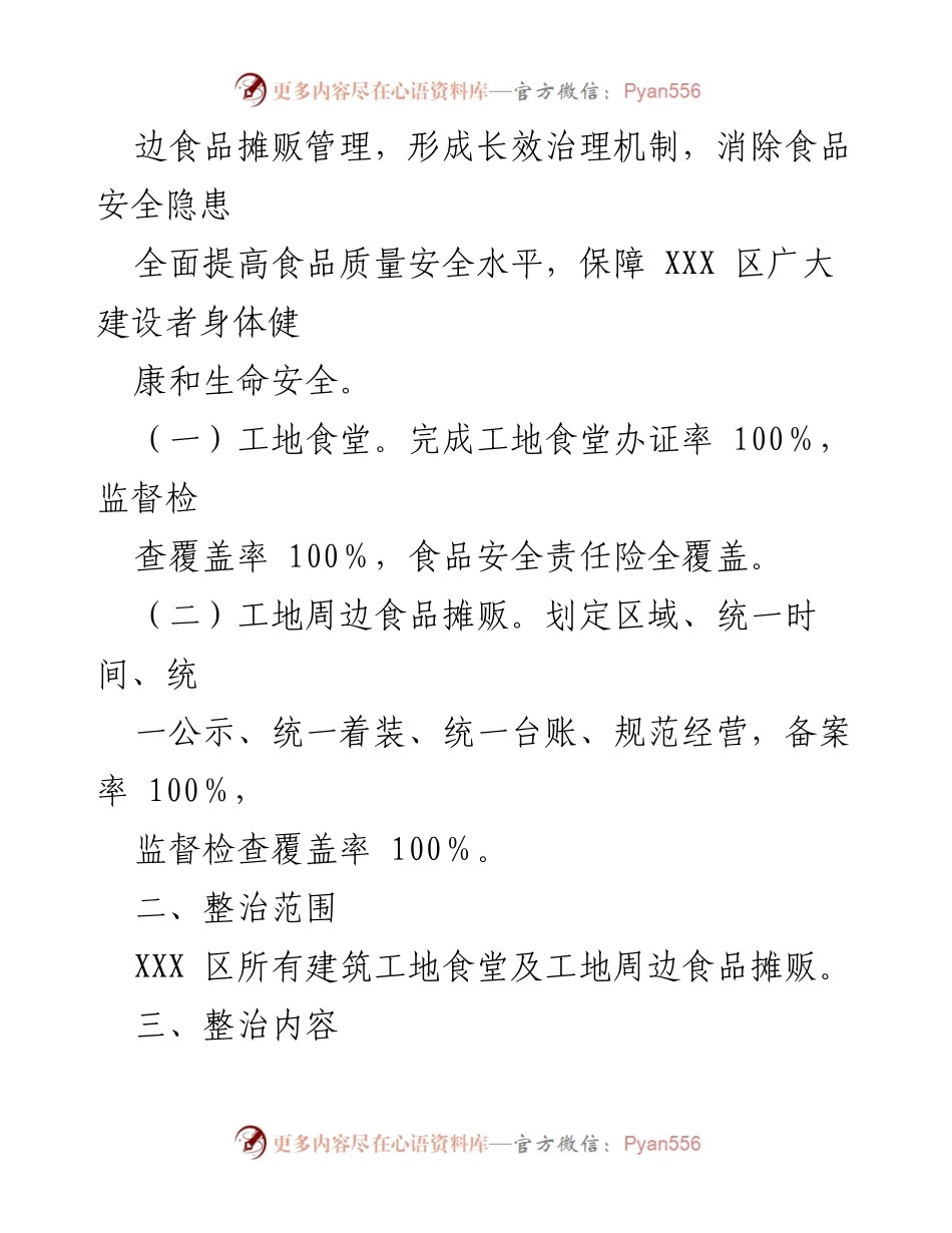 [工作方案] 专项整治 - XXX 区工地食堂及周边食品摊贩专项整治工作方案.docx_第2页