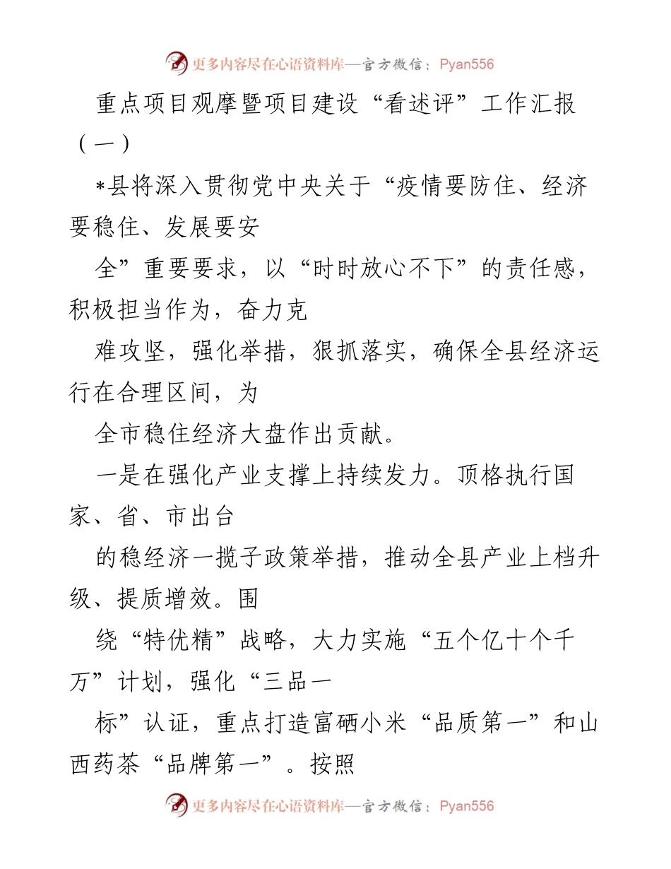 [工作汇报] 重点项目观摩 - 重点项目建设“看述评”工作汇报汇编.docx_第2页