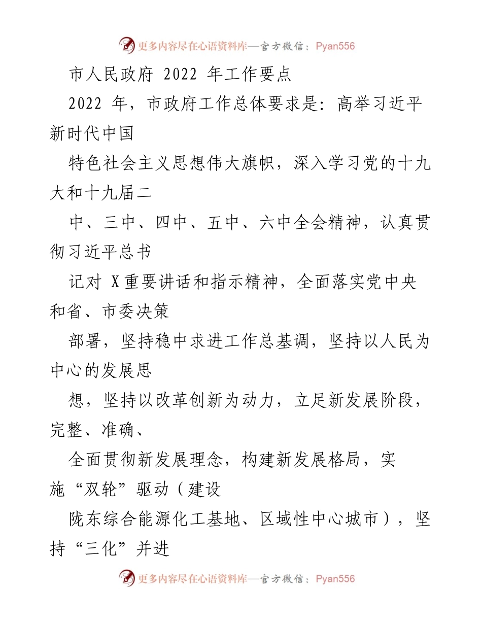[工作要点] 市人民政府 - 2022年市政府工作要点及发展战略.docx_第1页