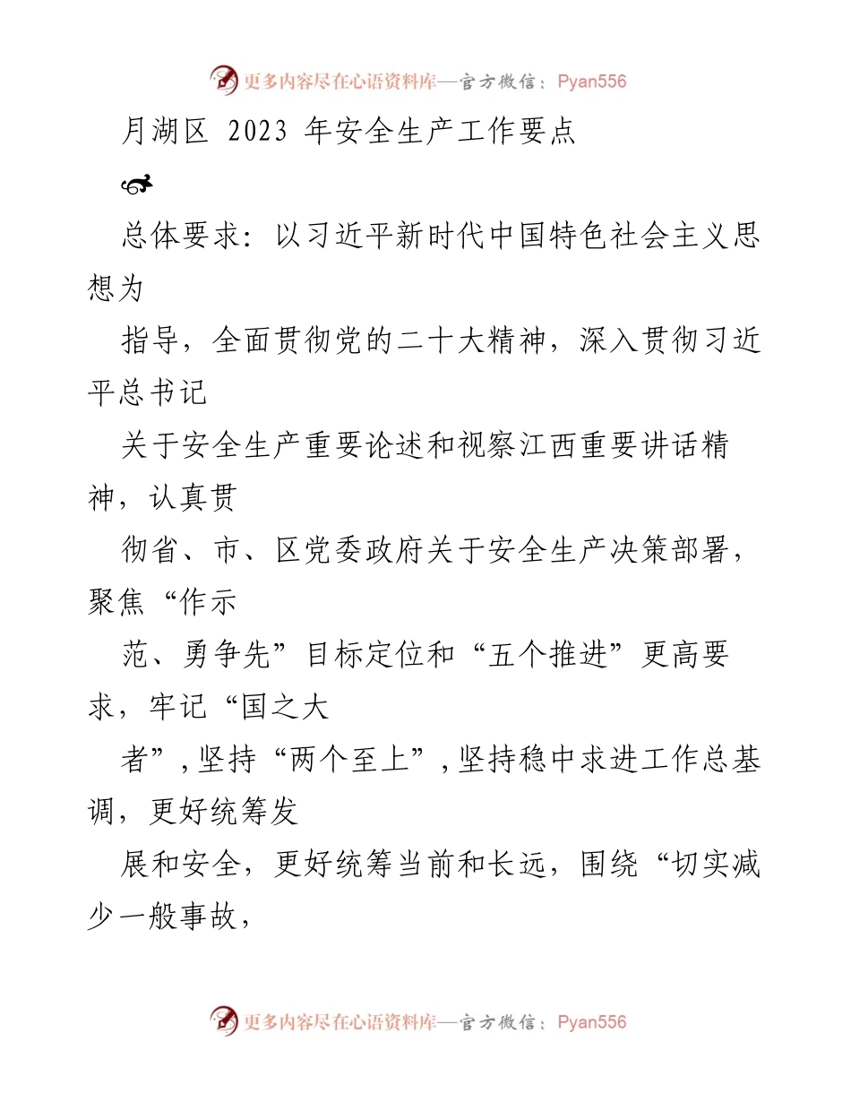 [工作要点] 安全生产 - 2023年月湖区安全生产工作要点.docx_第1页