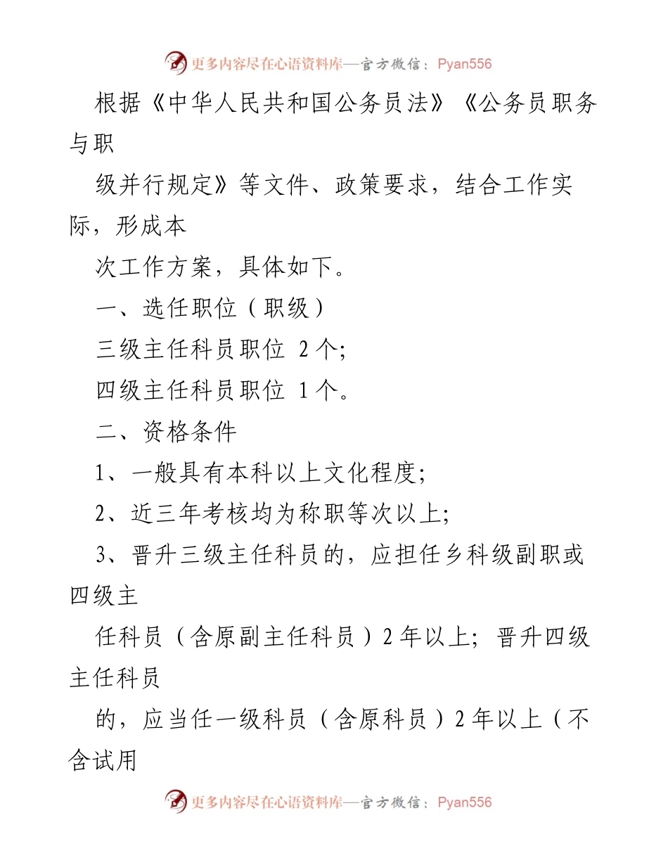 [工作方案] 职级晋升 - 公务员职级晋升实施方案_1.docx_第1页