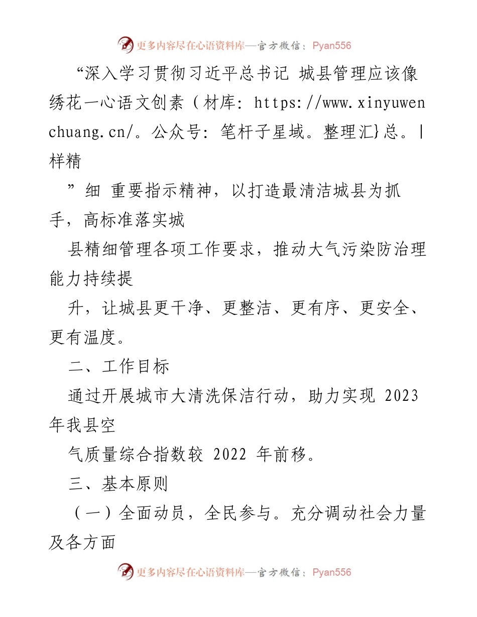 [工作方案] 城市保洁行动 - 2023年县城市大清洗保洁行动方案.docx_第2页