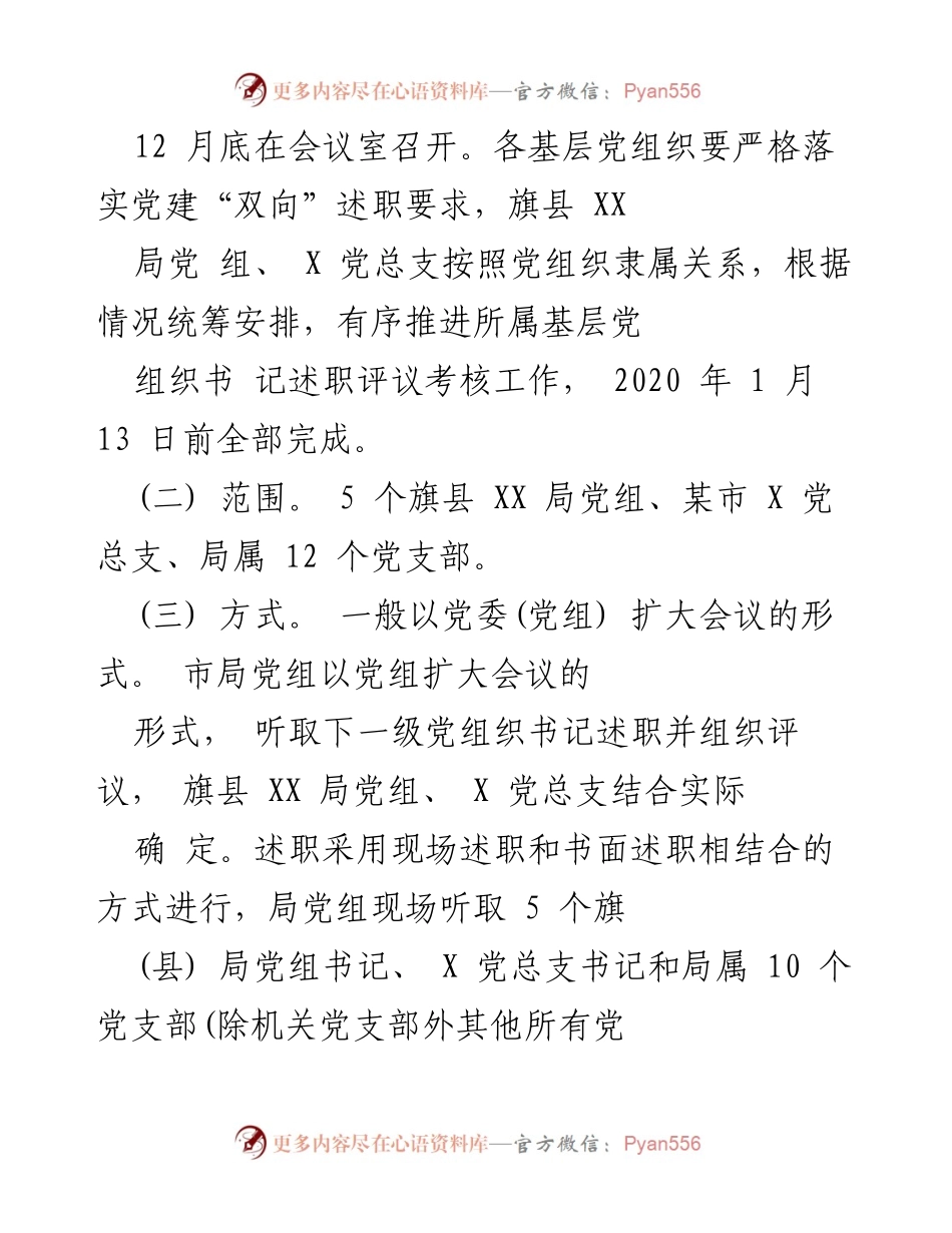[工作方案] 党建述职评议 - 2020年度全市XX系统党组织书记基层党建述职评议考核工作方案.docx_第2页