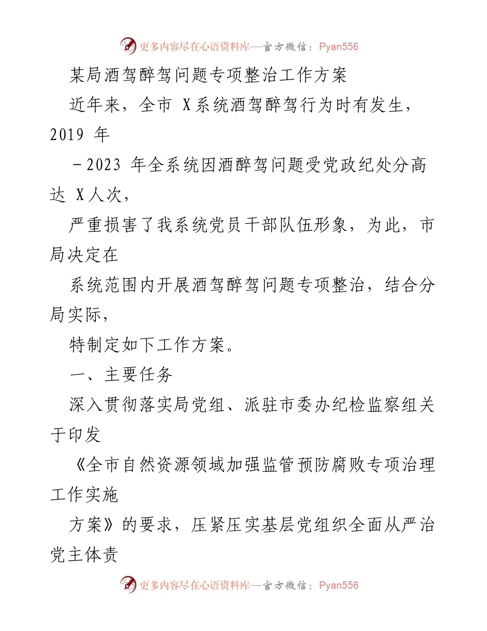 [工作方案] 专项整治 - 酒驾醉驾问题专项整治工作方案.docx_第1页
