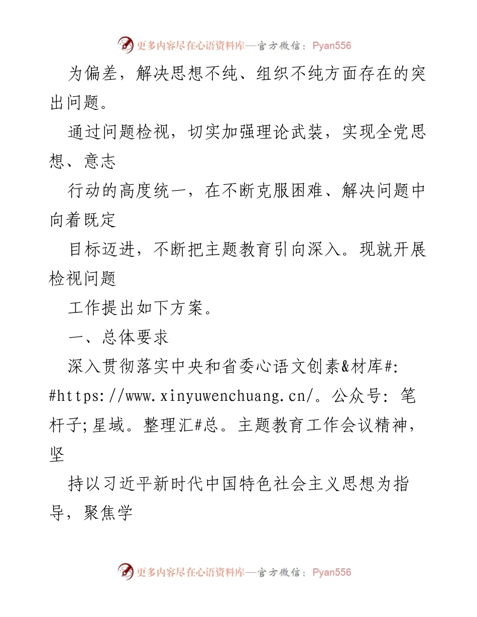 [工作方案] 主题教育 - 学习贯彻2023年主题教育检视问题工作方案.docx_第2页
