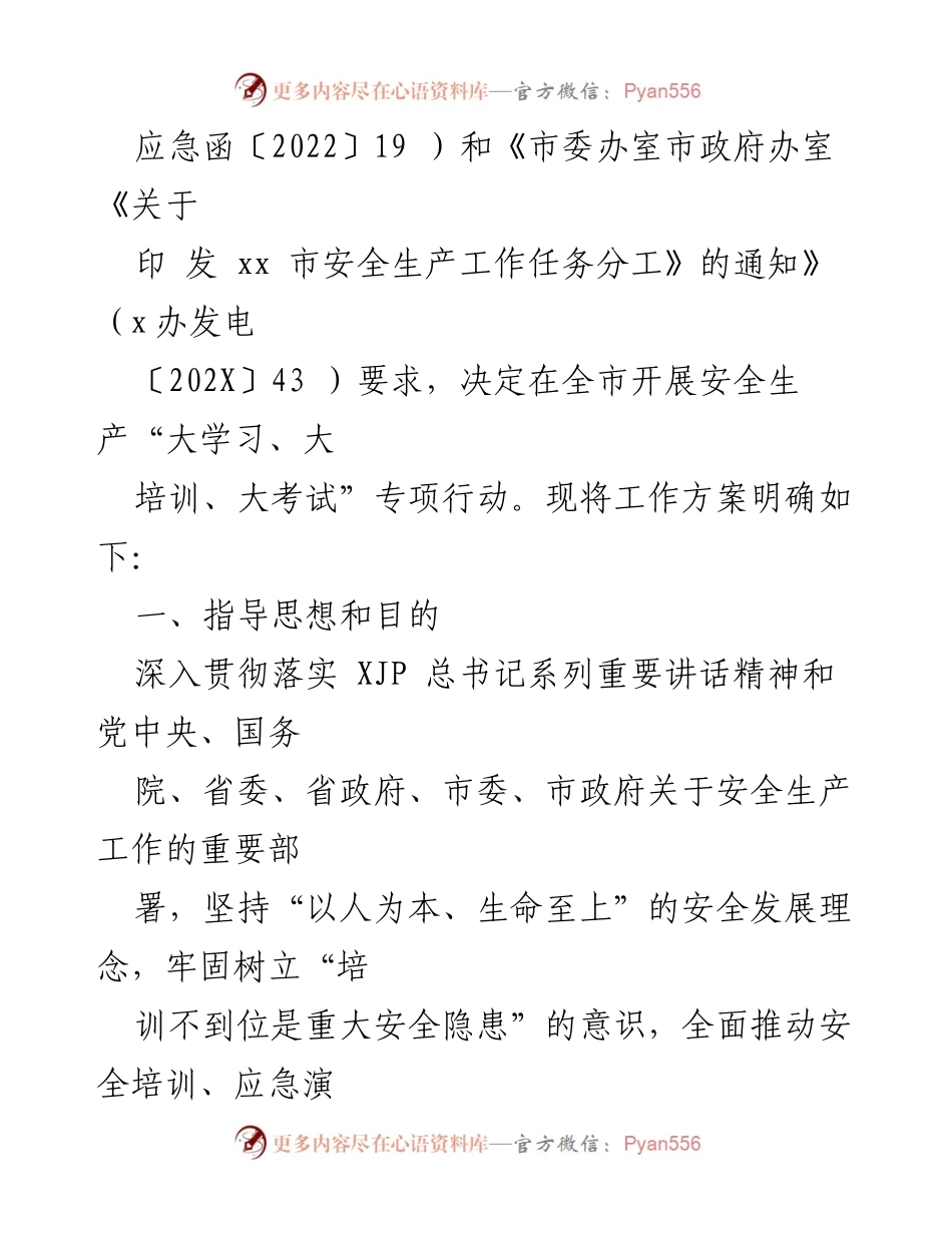[工作方案] 全市企业安全生产专项行动 - 全市企业安全生产“大学习、大培训、大考试”专项行动实施方案.docx_第2页