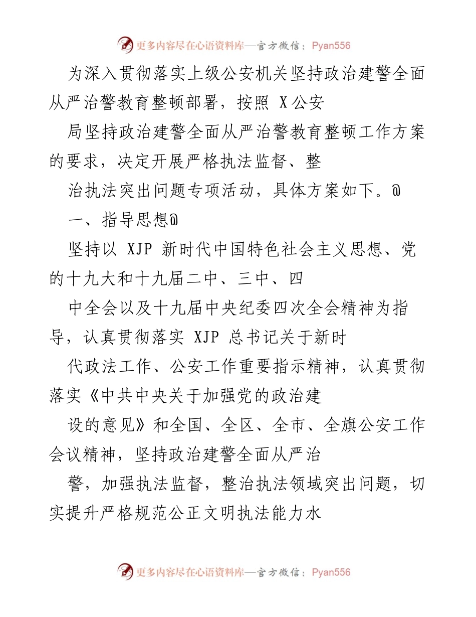 [工作方案] 公安机关 - 严格执法监督专项活动方案.docx_第1页