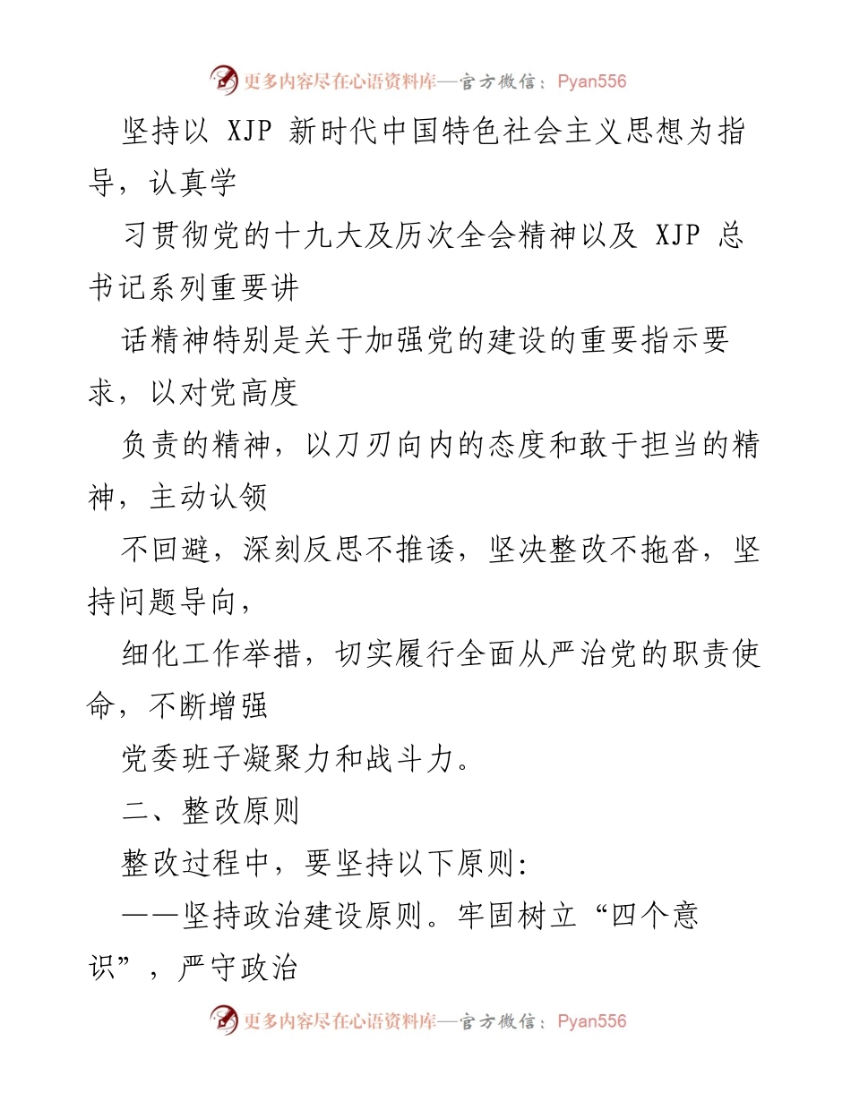 [工作方案] 民主生活会 - XX班子整改工作方案.docx_第2页