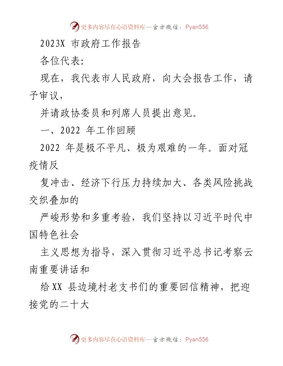 [工作报告] 市政府大会 - 2023年市政府工作报告.docx_第1页