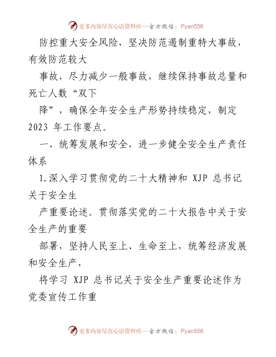 [工作要点] 安全生产委员会 - 2023 年安全生产工作要点与责任落实.docx_第2页