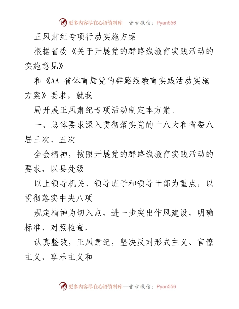 [工作方案] 专项行动 - 正风肃纪专项行动实施方案.docx_第1页