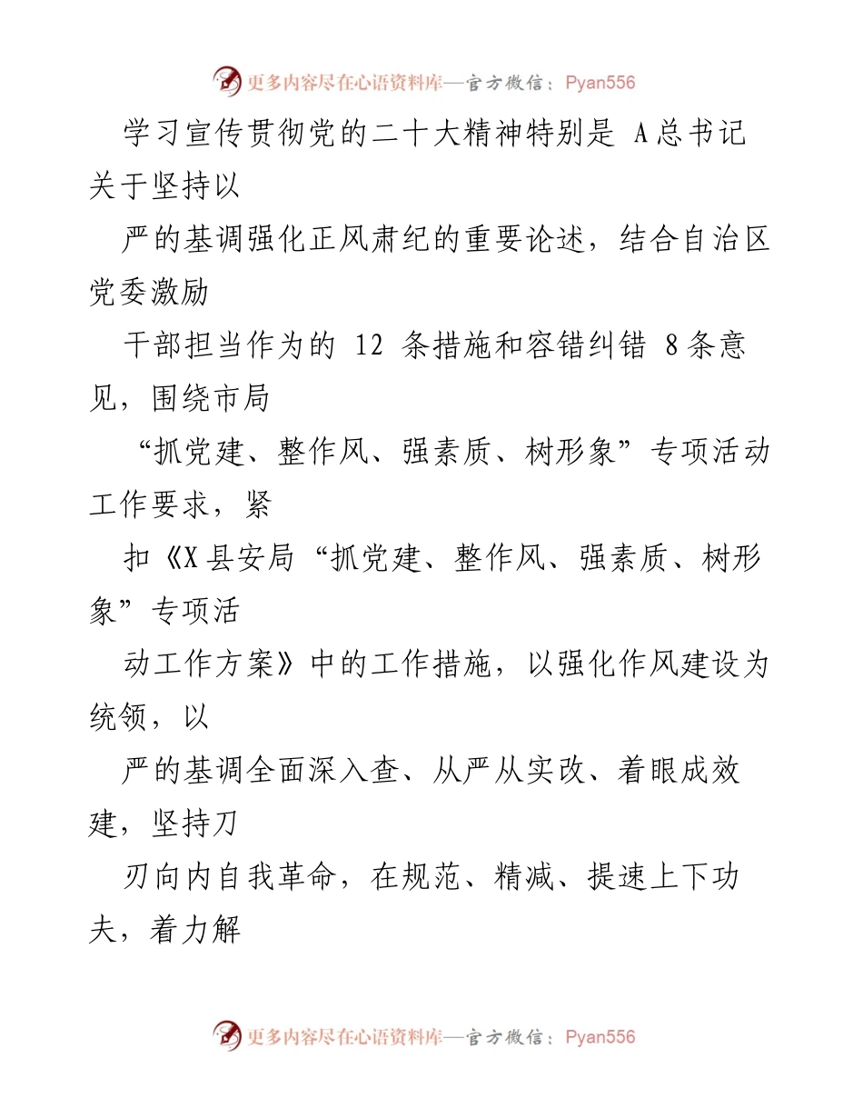 [工作方案] 安机关 - “抓党建、整作风、强素质、树形象”专项活动实施方案.docx_第2页