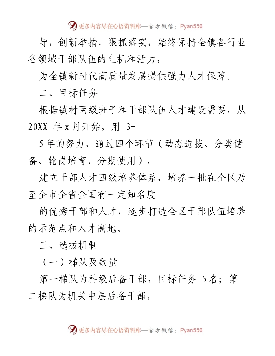 [工作方案] 镇党委会 - 后备干部和人才梯队培育方案.docx_第2页