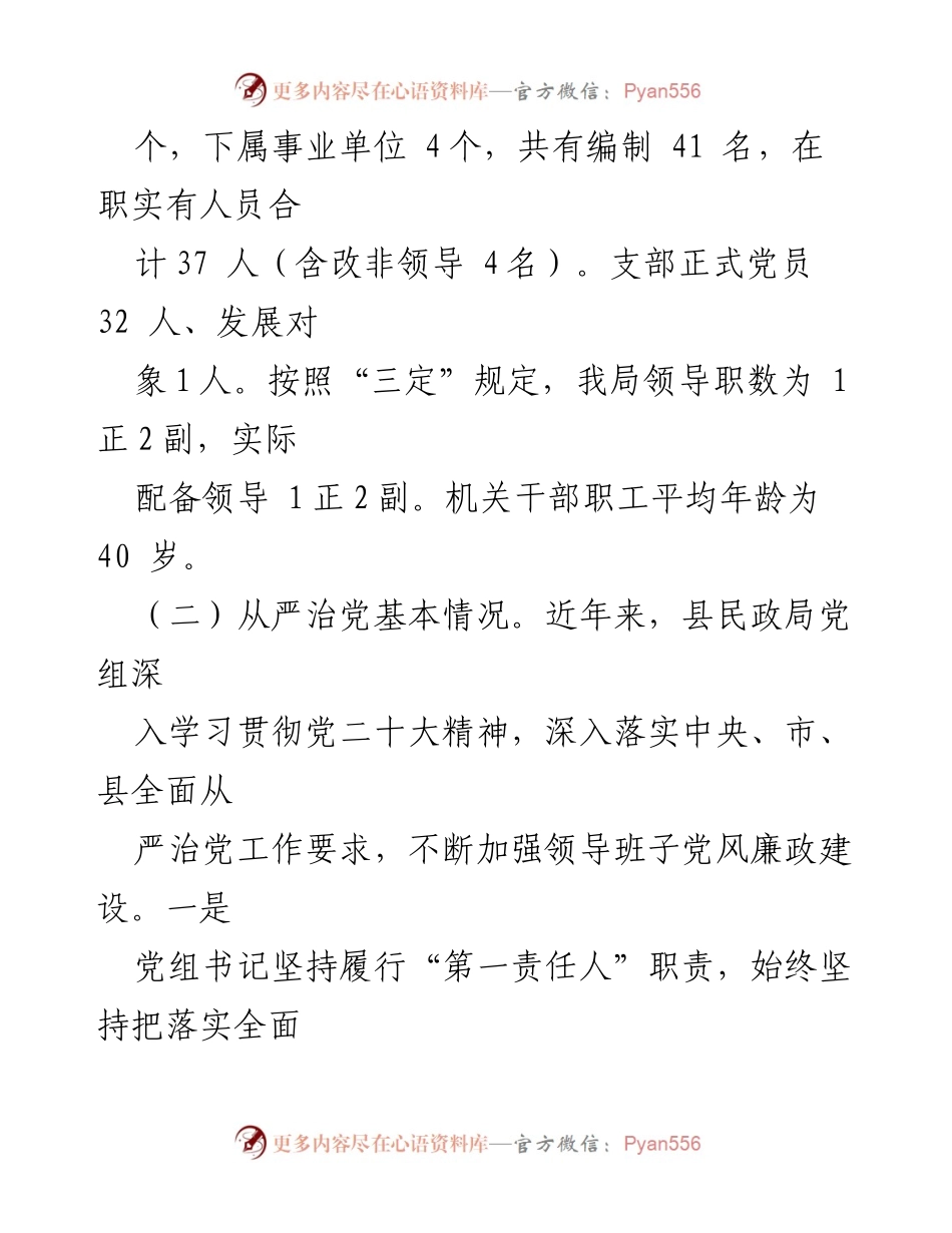 [工作汇报] 巡察工作 - 县民政局党组专题工作汇报及问题分析.docx_第2页