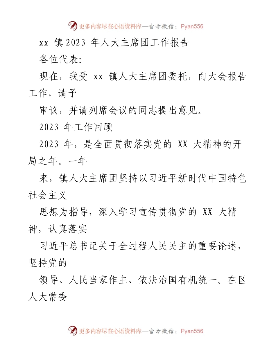 [工作报告] 镇人大会议 - 2023年人大主席团工作回顾与展望.docx_第1页