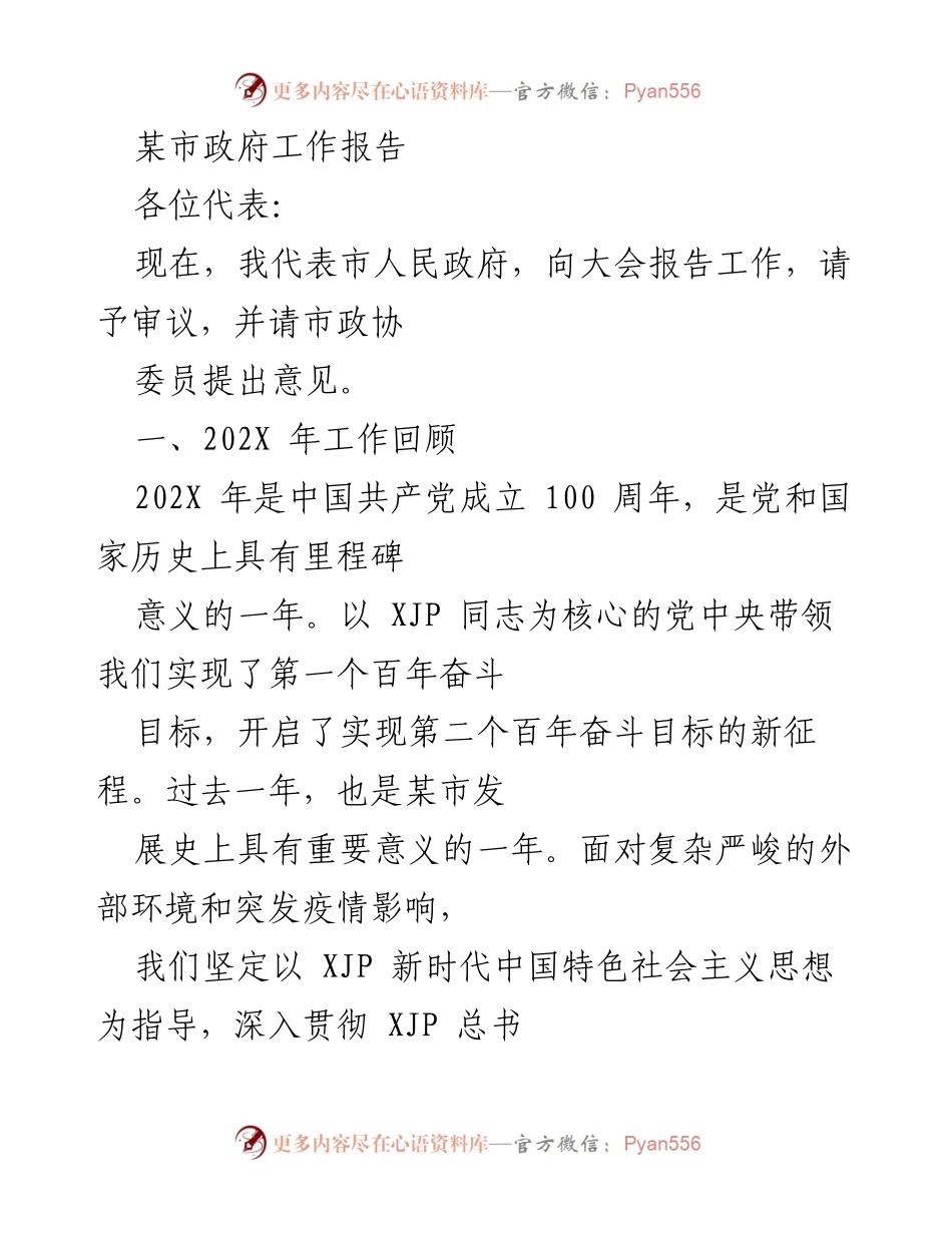 [工作报告] 市政府大会 - 202X年市政府工作总结与展望.docx_第1页