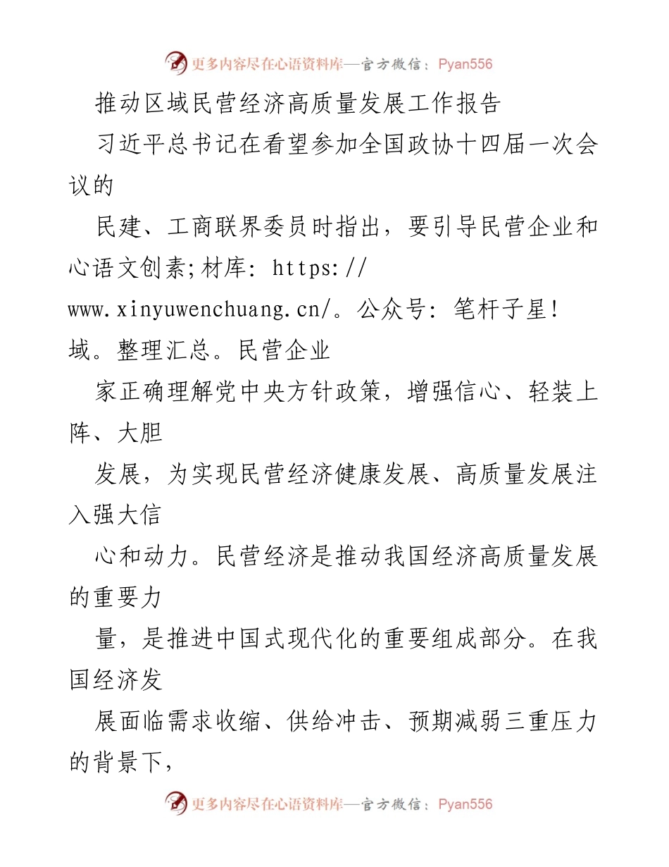[工作报告] 民营经济发展会议 - 推动区域民营经济高质量发展的重要路径.docx_第1页