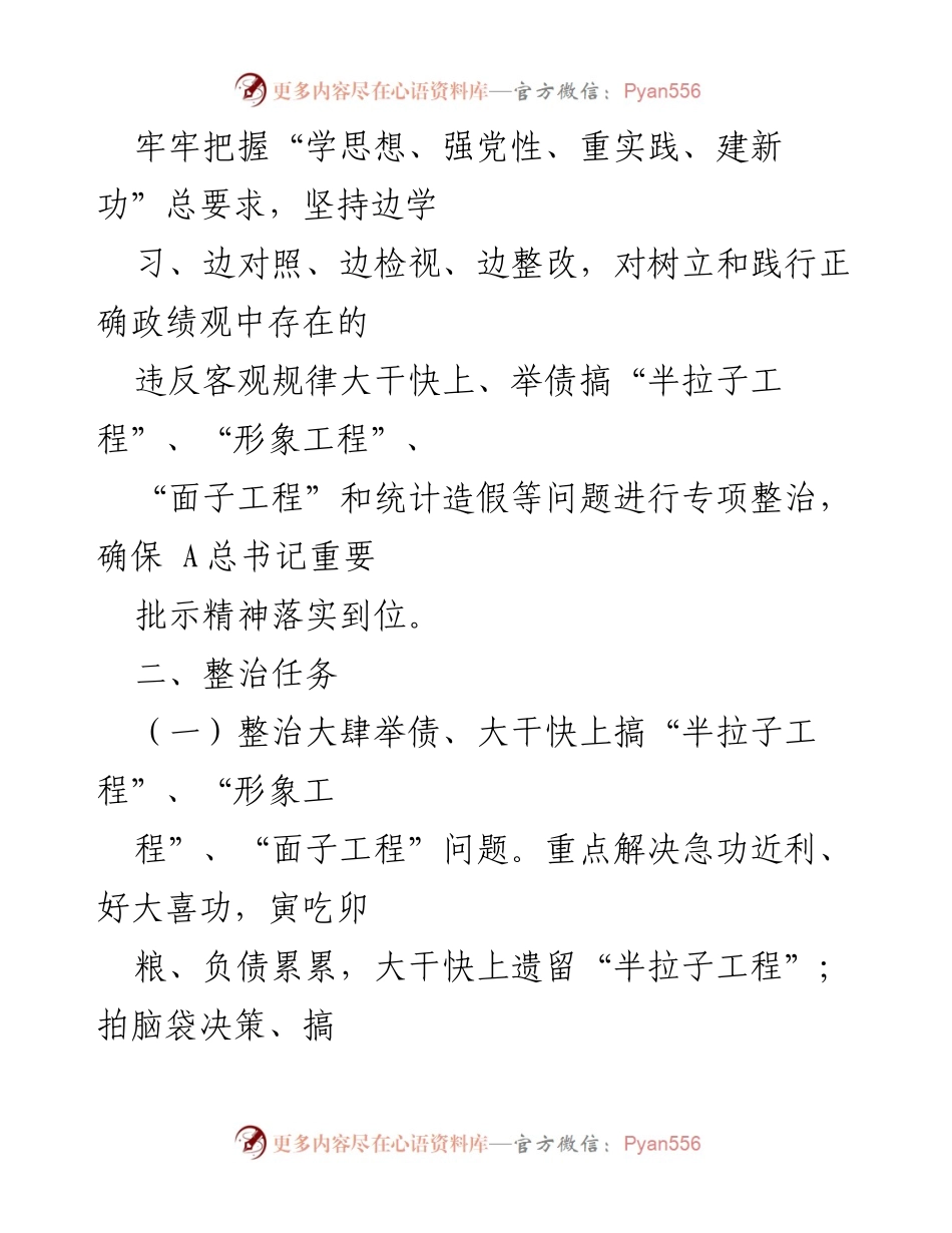 [工作方案] 整治专项活动 - 深入落实总书记批示精神，开展政绩观专项整治工作方案.docx_第2页