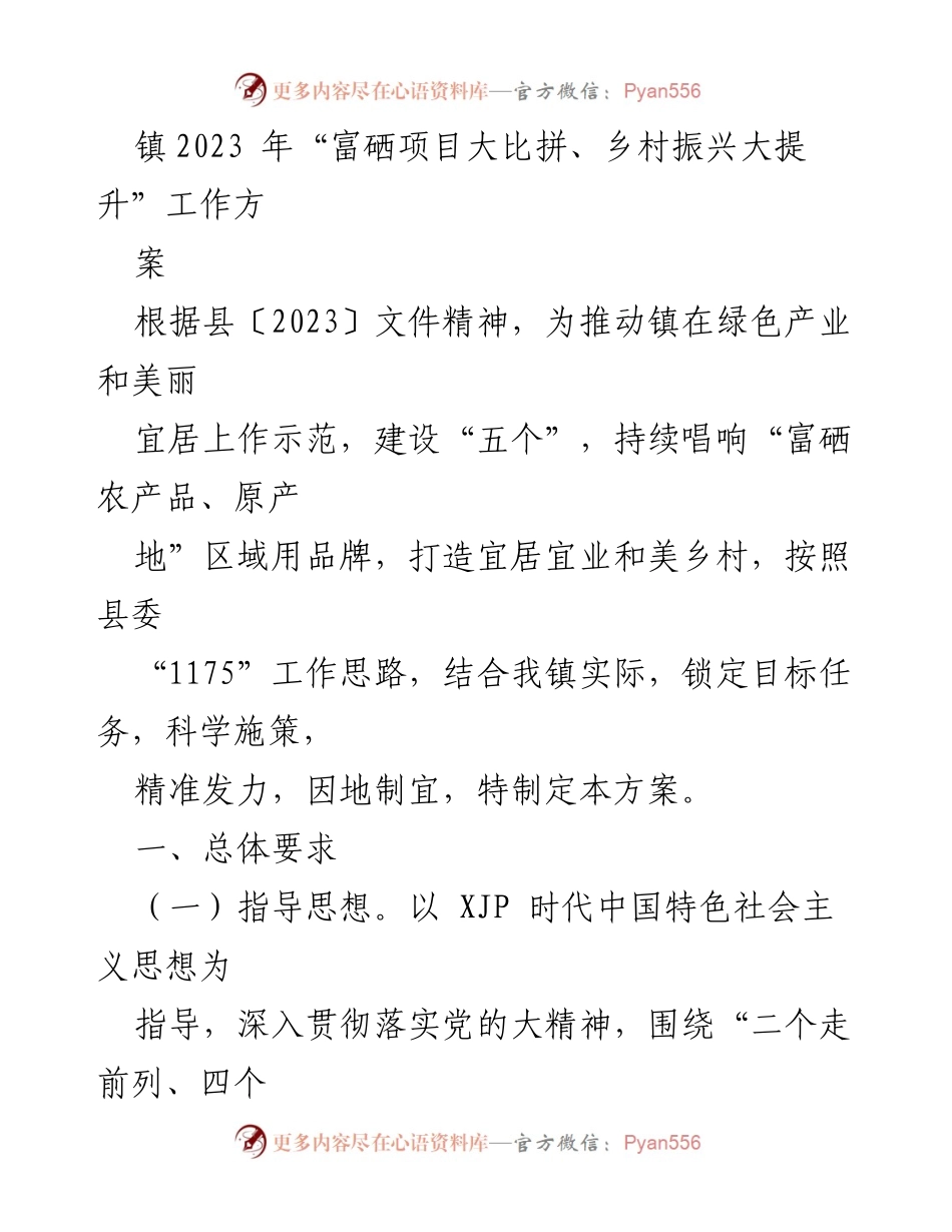 [工作方案] 镇政府会议 - 2023年富硒产业与乡村振兴工作方案.docx_第1页