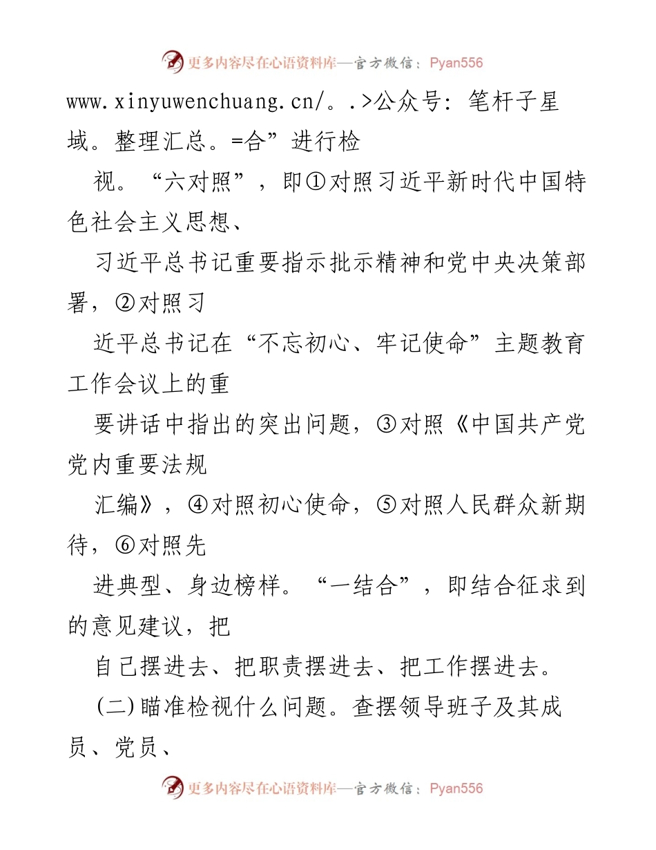 [工作方案] 主题教育 - 不忘初心、牢记使命主题教育检视问题工作方案.docx_第2页