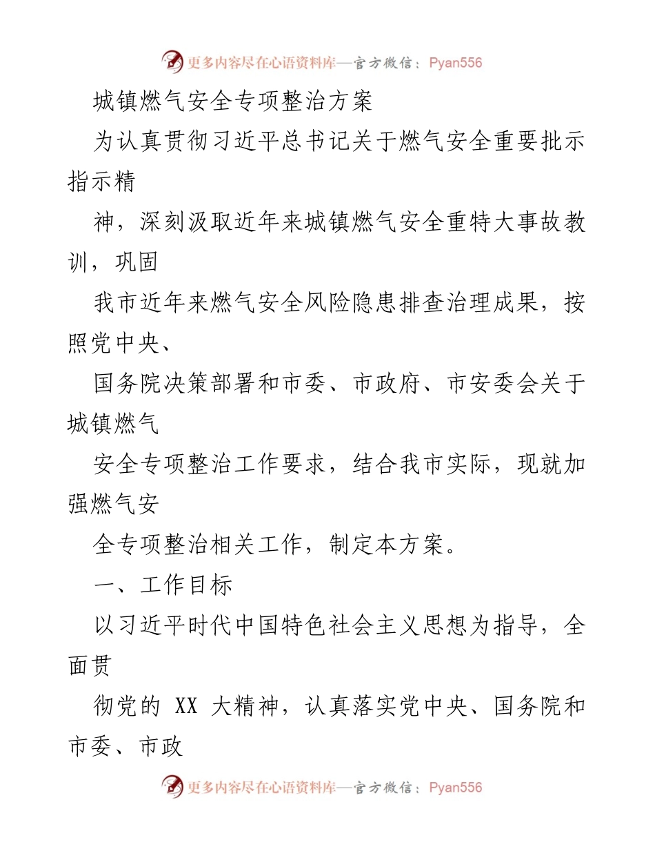 [工作方案] 城镇燃气安全整治 - 城镇燃气安全专项整治方案.docx_第1页