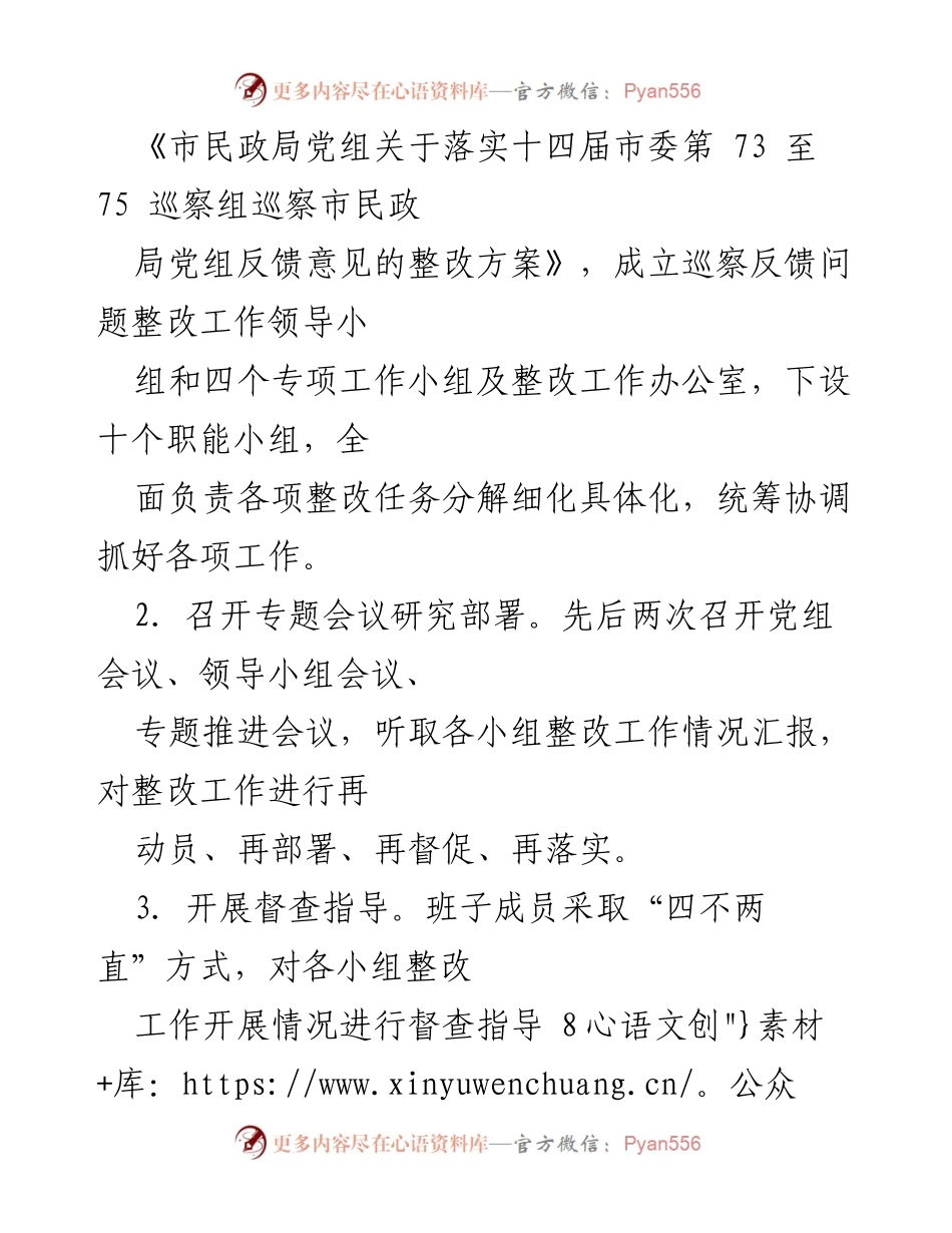[工作报告] 市民政局 - 2024年巡察整改进展情况汇报.docx_第2页