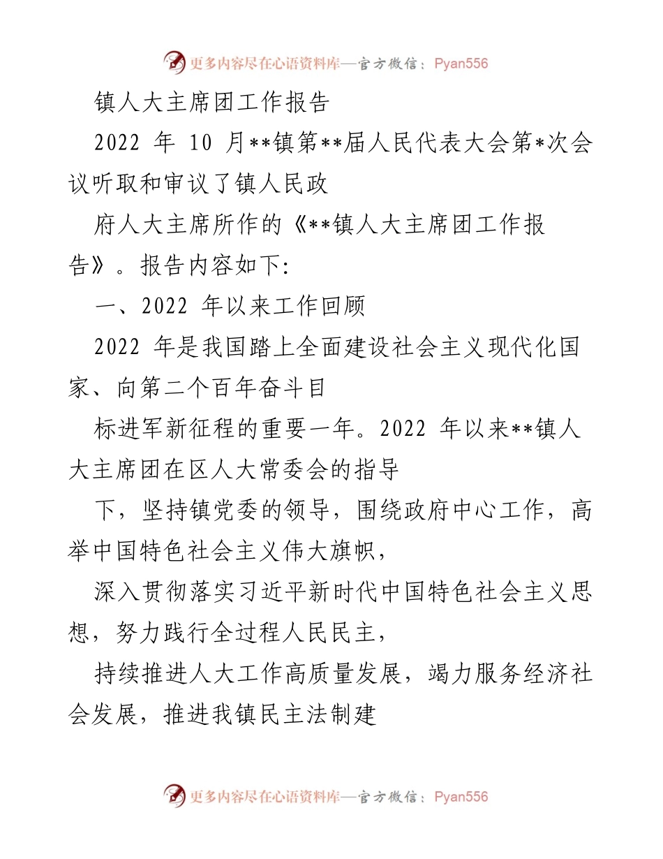 [工作报告] 镇人大会议 - __镇人大主席团2022年度工作总结__.docx_第1页