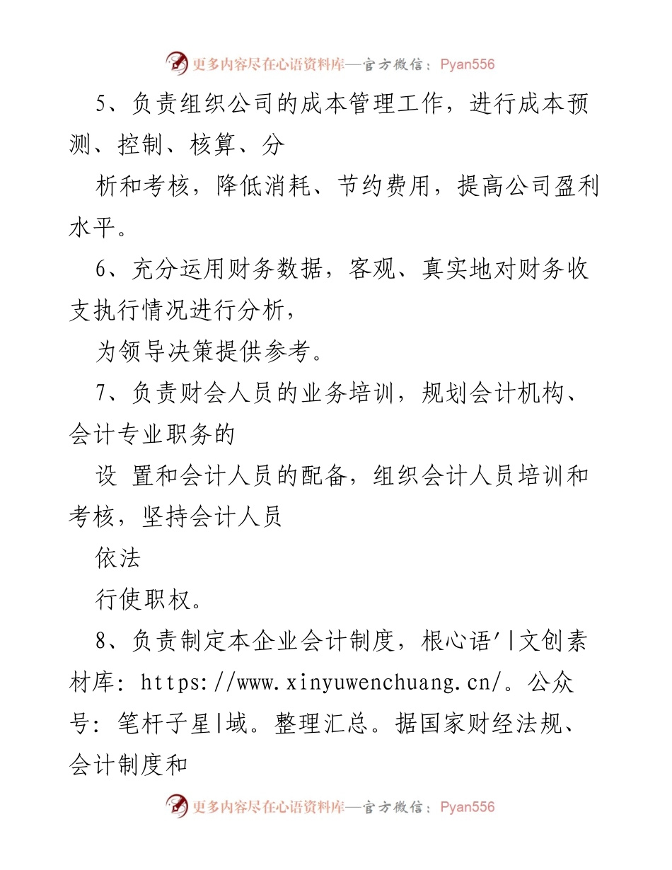 [工作职责] 企业管理 - XXX有限公司财务工作岗位职责规定.docx_第2页