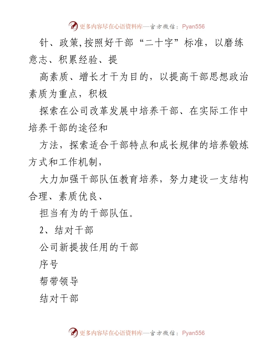 [工作方案] 干部培养 - 新提拔干部结对帮带工作方案.docx_第2页