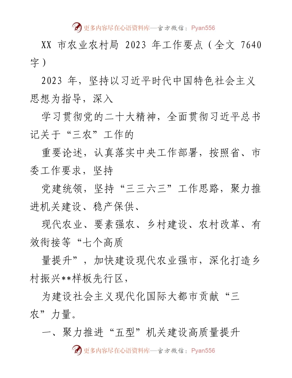 [工作要点] 农业农村局 - 2023 年农业农村工作要点与实施策略.docx_第1页