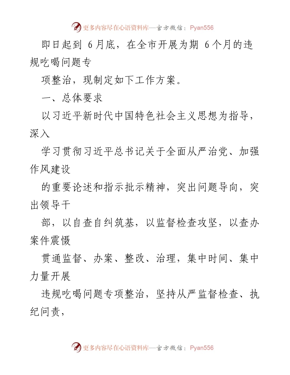 [工作方案] 全市专项整治 - 全市违规吃喝问题专项整治工作方案_1.docx_第2页