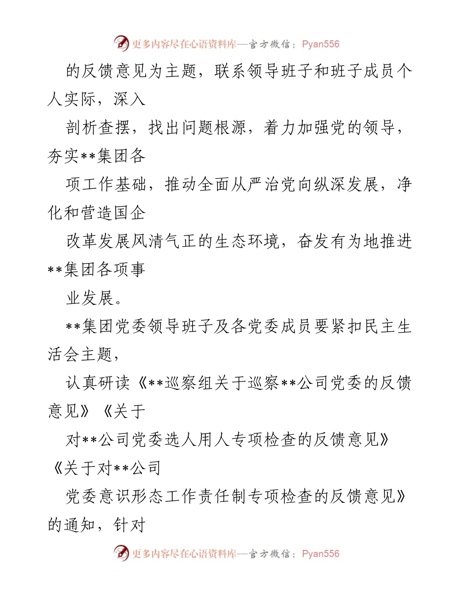 [工作方案] 党委领导班子 - 巡察整改专题民主生活会工作方案.docx_第2页