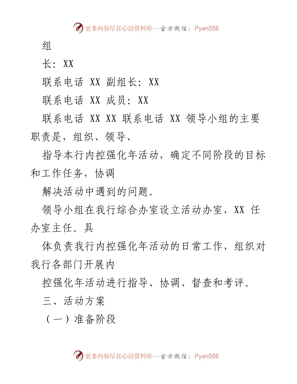[工作方案] 银行内控强化年活动 - 银行内控强化年活动工作方案.docx_第2页