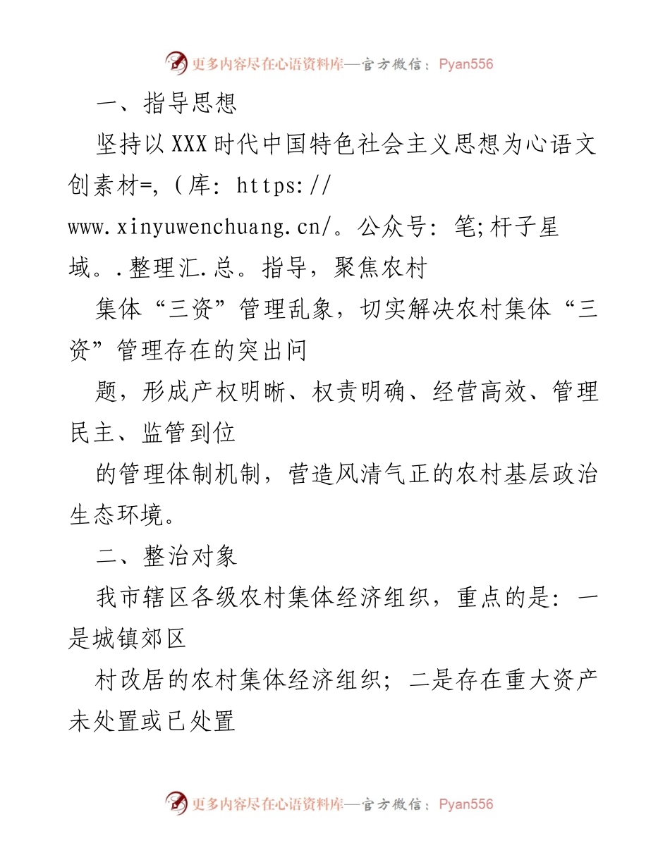 [工作方案] 农村集体经济组织 - XX市2023年农村集体“三资”管理问题专项整治工作方案.docx_第2页