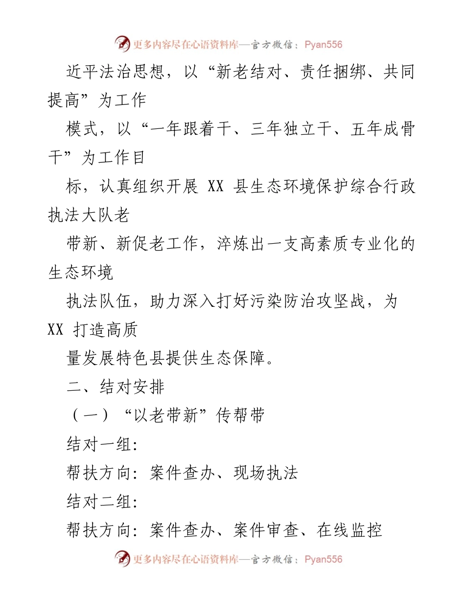 [工作方案] 生态环境执法培训 - 提升执法能力的“以老带新”工作方案.docx_第2页