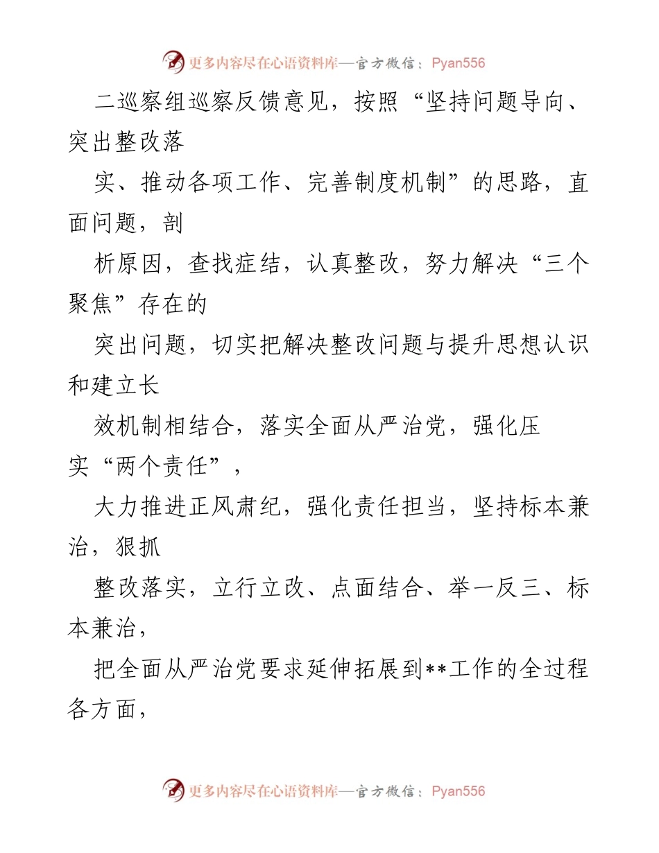 [工作方案] 巡察整改 - XX 领导班子巡察反馈意见整改工作方案.docx_第2页