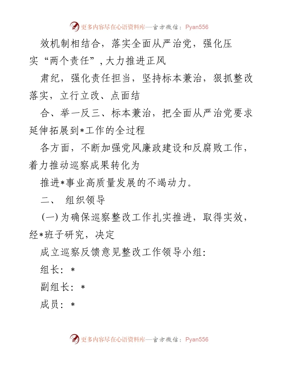 [工作方案] 巡察整改 - 班子巡察反馈意见整改工作方案.docx_第2页