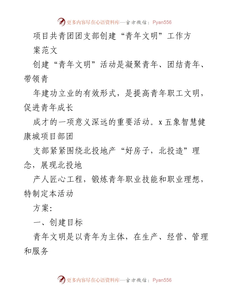 [工作方案] 项目团支部 - 创建“青年文明”活动实施方案.docx_第1页