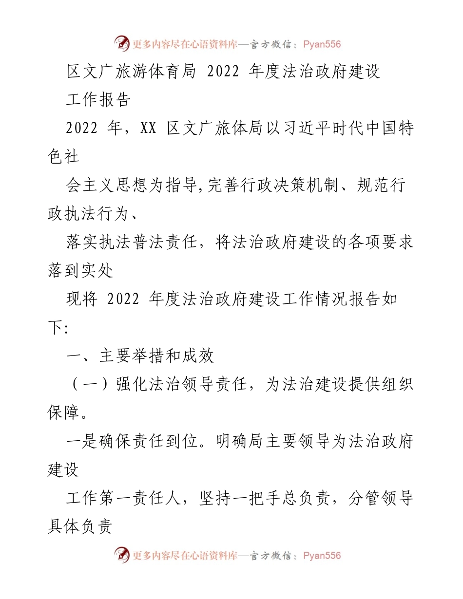 [工作报告] 年度总结 - 2022年度法治政府建设工作报告.docx_第1页