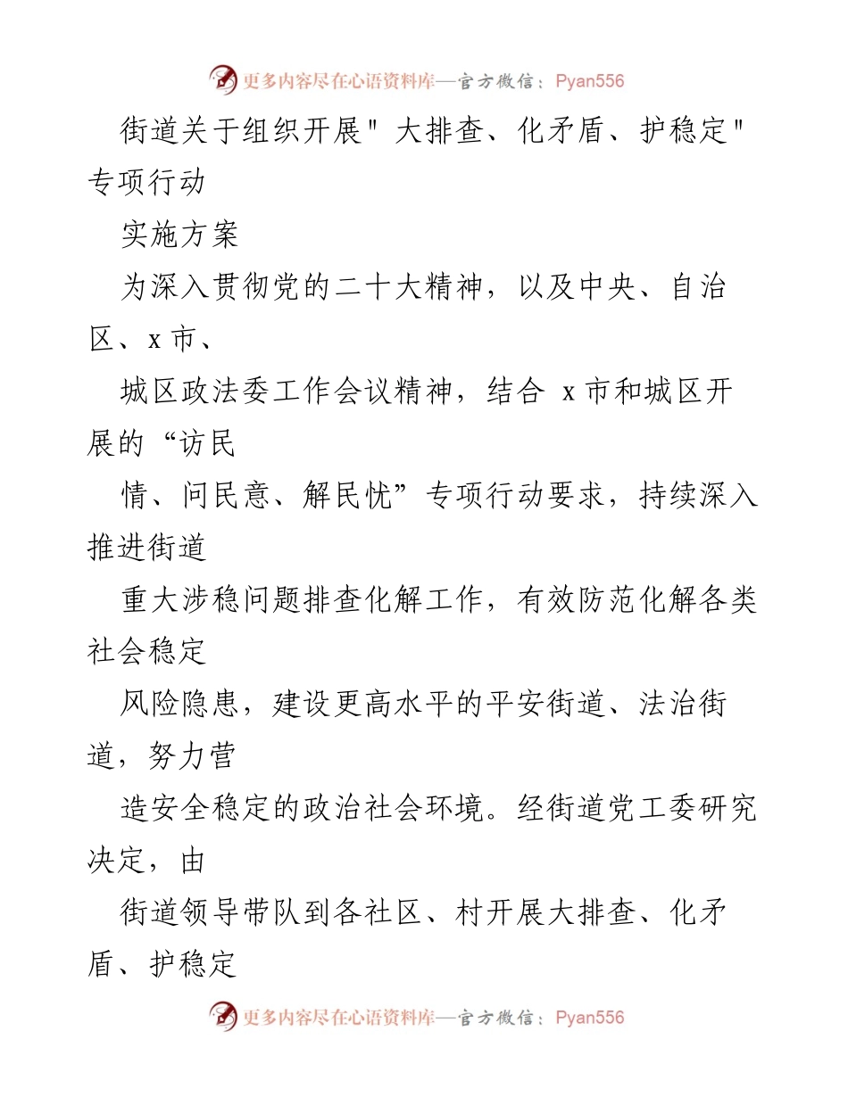 [工作方案] 社会稳定专项行动 - _大排查、化矛盾、护稳定_专项行动实施方案.docx_第1页