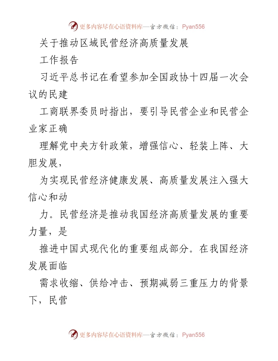 [工作报告] 政策推动 - 推动区域民营经济高质量发展的重要路径.docx_第1页