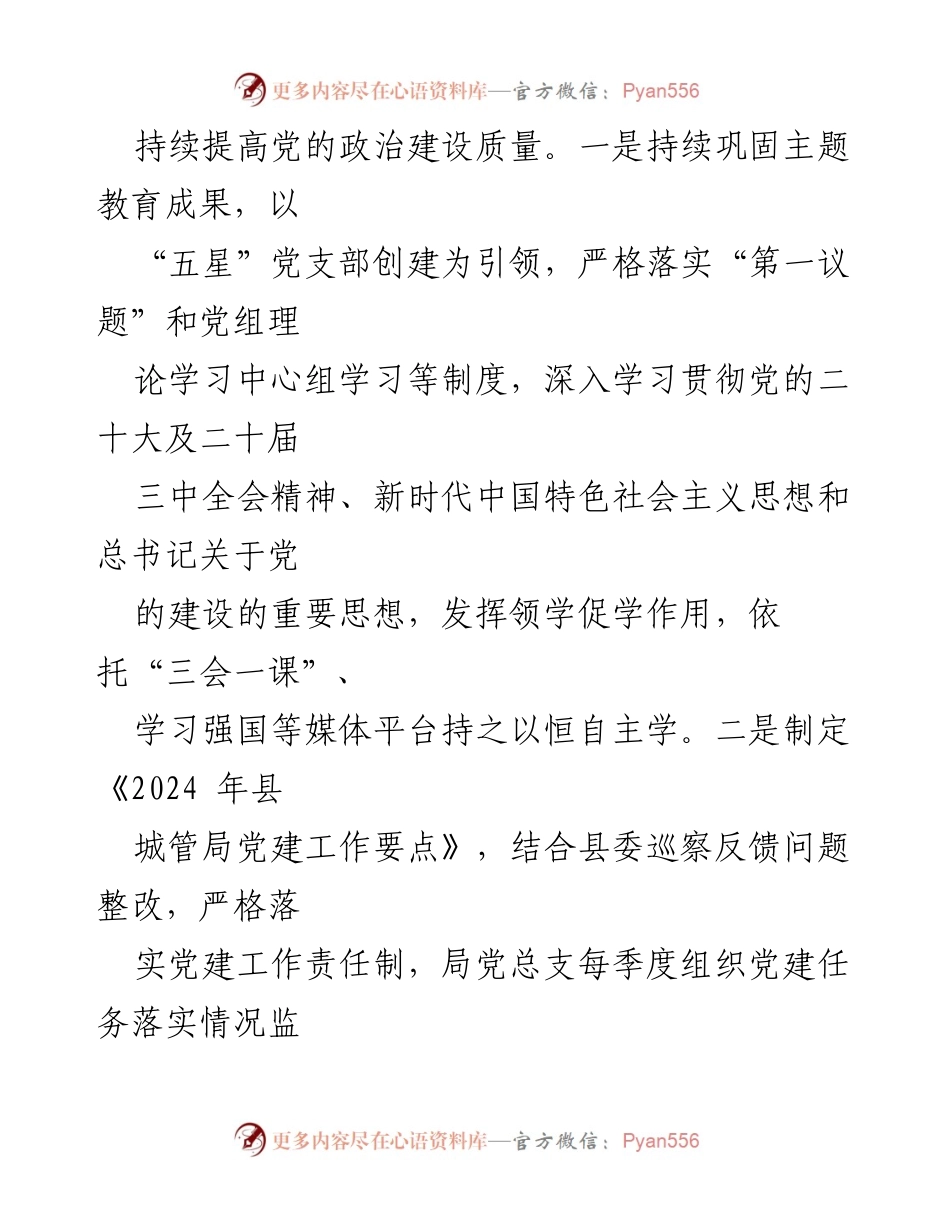 [工作报告] 述职大会 - 2024年县城管局党总支书记述职报告.docx_第2页