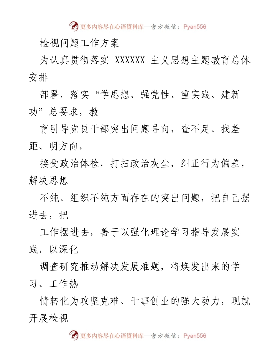 [工作方案] 主题教育 - 检视问题工作方案的实施与整改措施.docx_第1页