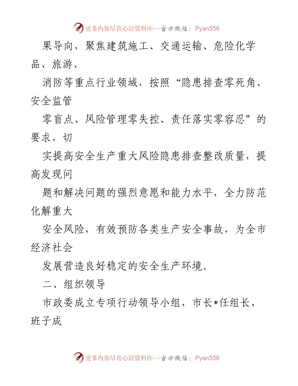 [工作方案] 安全生产隐患排查整治 - 市安全生产隐患排查整治专项行动工作方案.docx_第2页