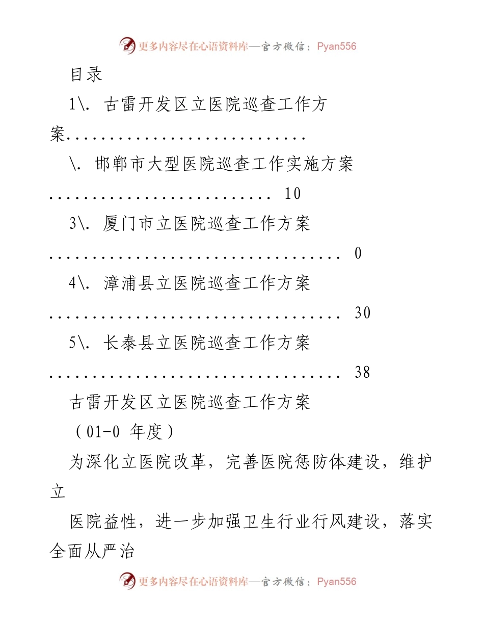 [工作方案] 立医院巡查工作方案概述.docx_第1页