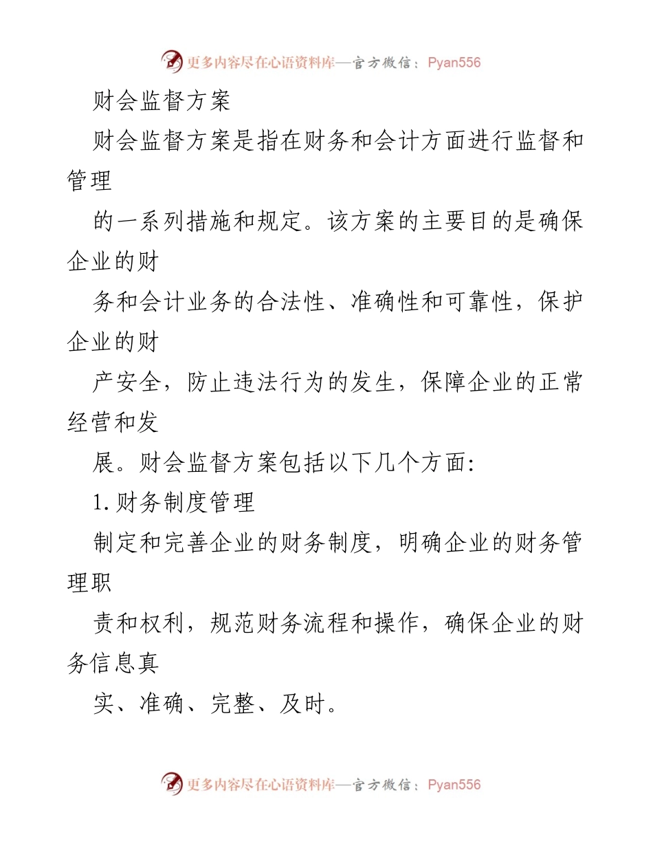 [工作方案] 企业管理 - 财会监督方案概述.docx_第1页