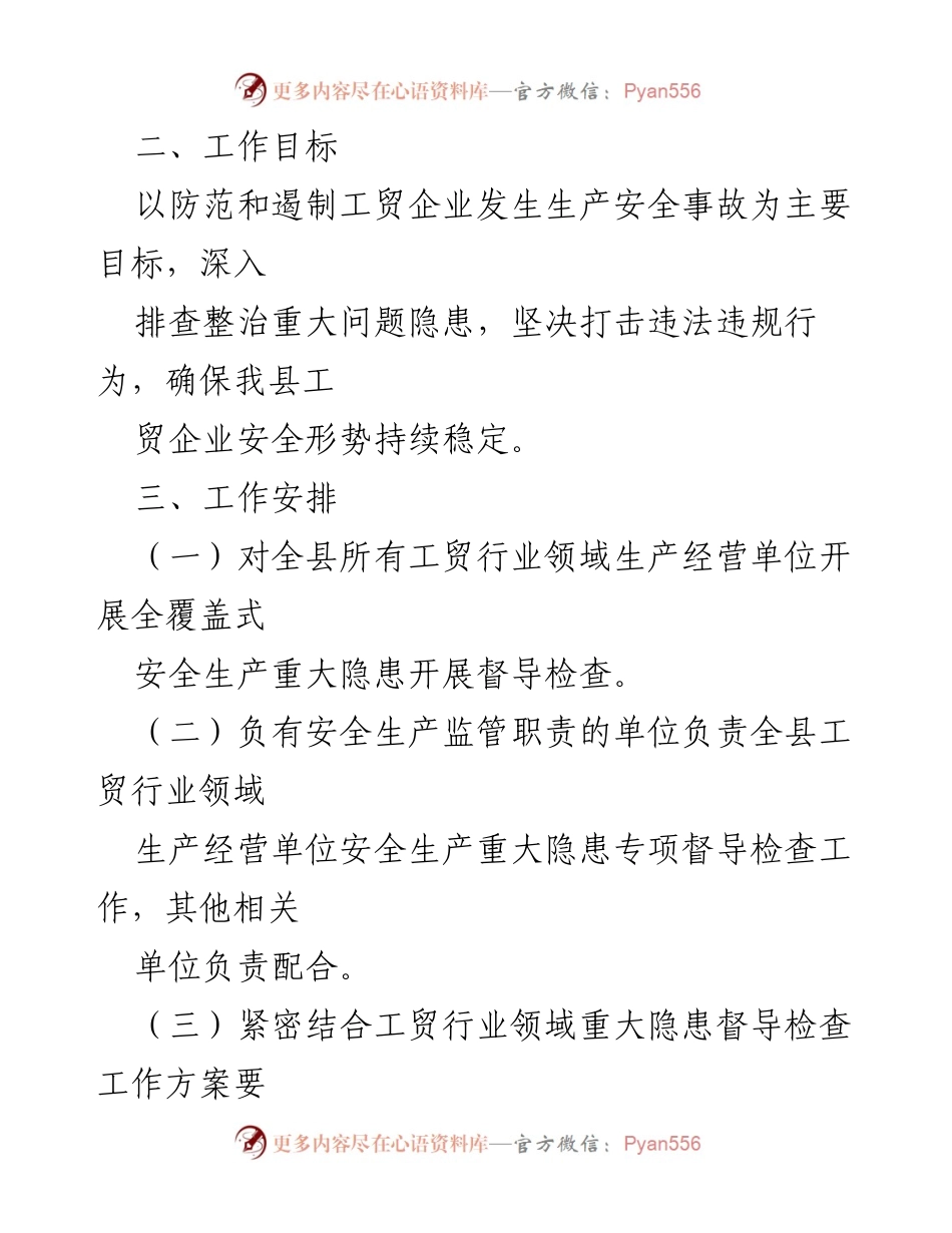[工作方案] 安全生产督导 - XX 自治县工贸行业安全隐患督导检查工作方案.docx_第2页