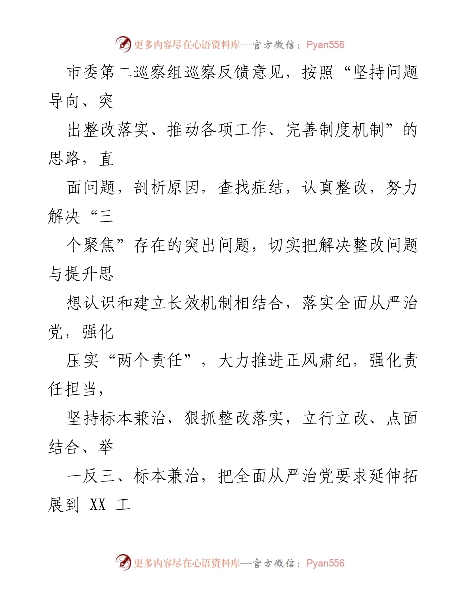 [工作方案] 巡察整改 - 落实市委巡察反馈意见整改工作方案_1.docx_第2页