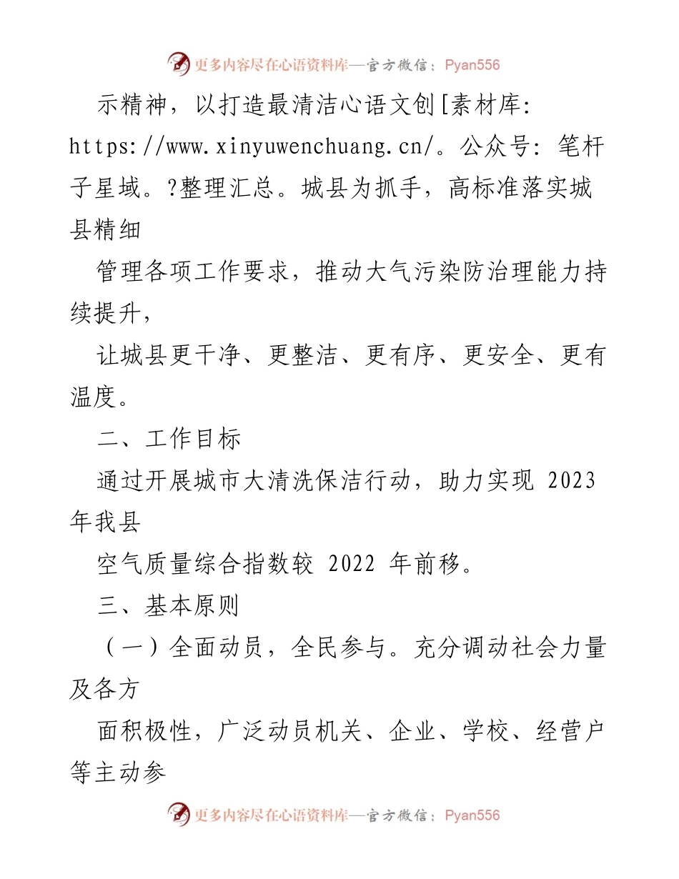 [工作方案] 城市管理 - 2023年县城市大清洗保洁行动方案.docx_第2页