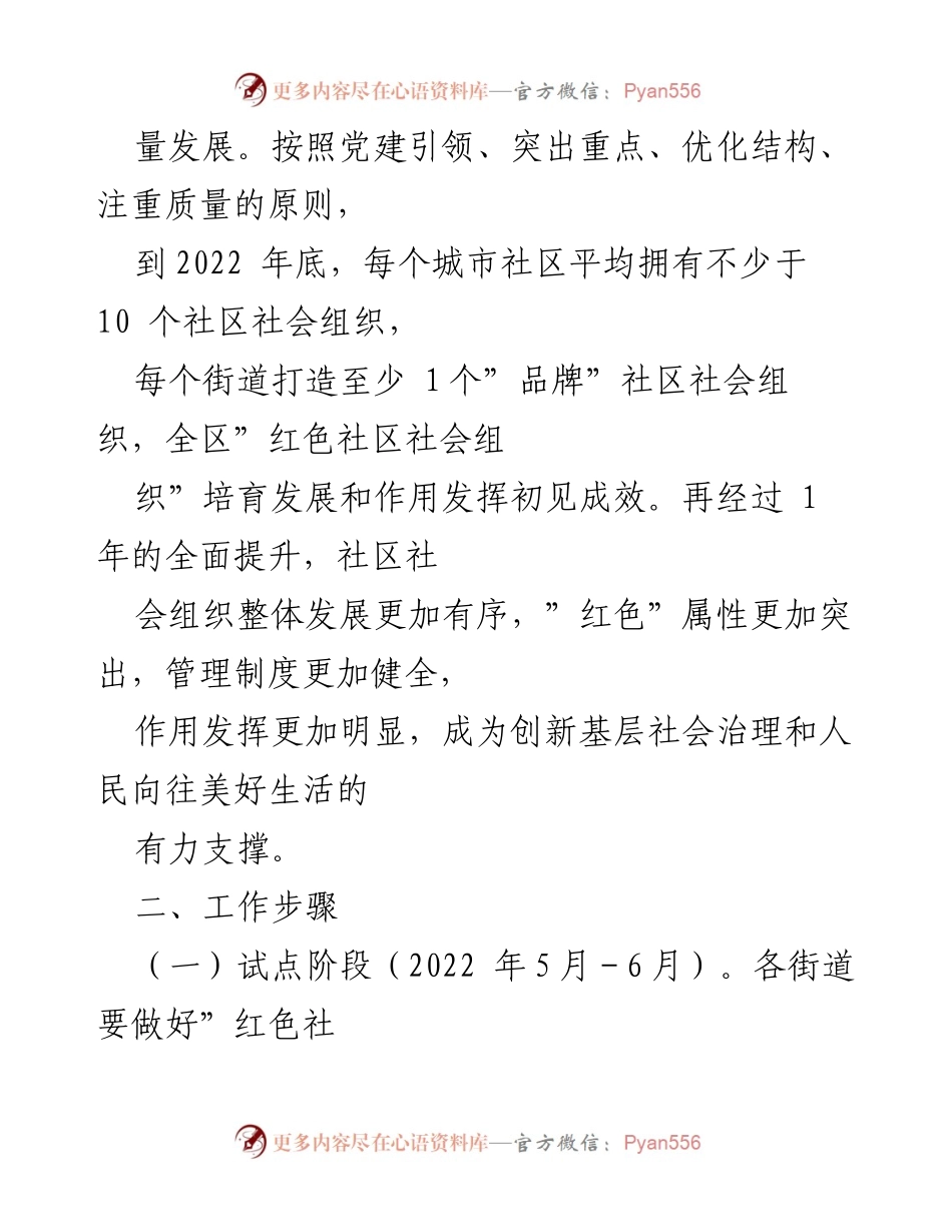[工作方案] 社区党建 - 党建引领培育红色社区社会组织实施方案.docx_第2页